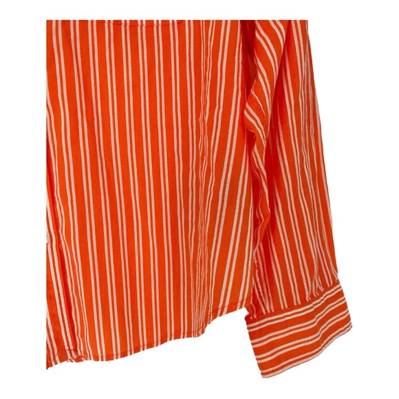 RALPH LAUREN Women’s Stripe long roll tab sleeve Button Up Shirt Sz L Petite - Picture 7 of 8